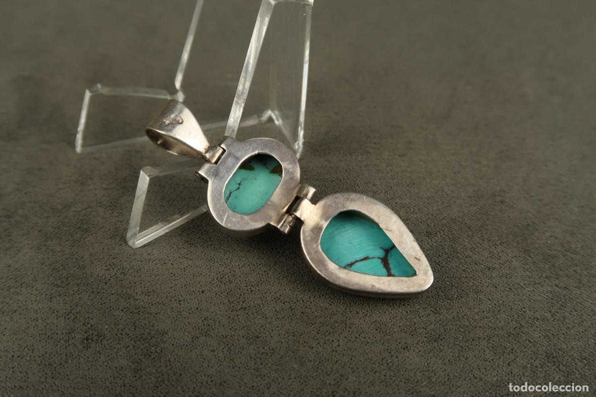 Joyeria: Antiguo Colgante de Plata y Turquesas - Foto 7