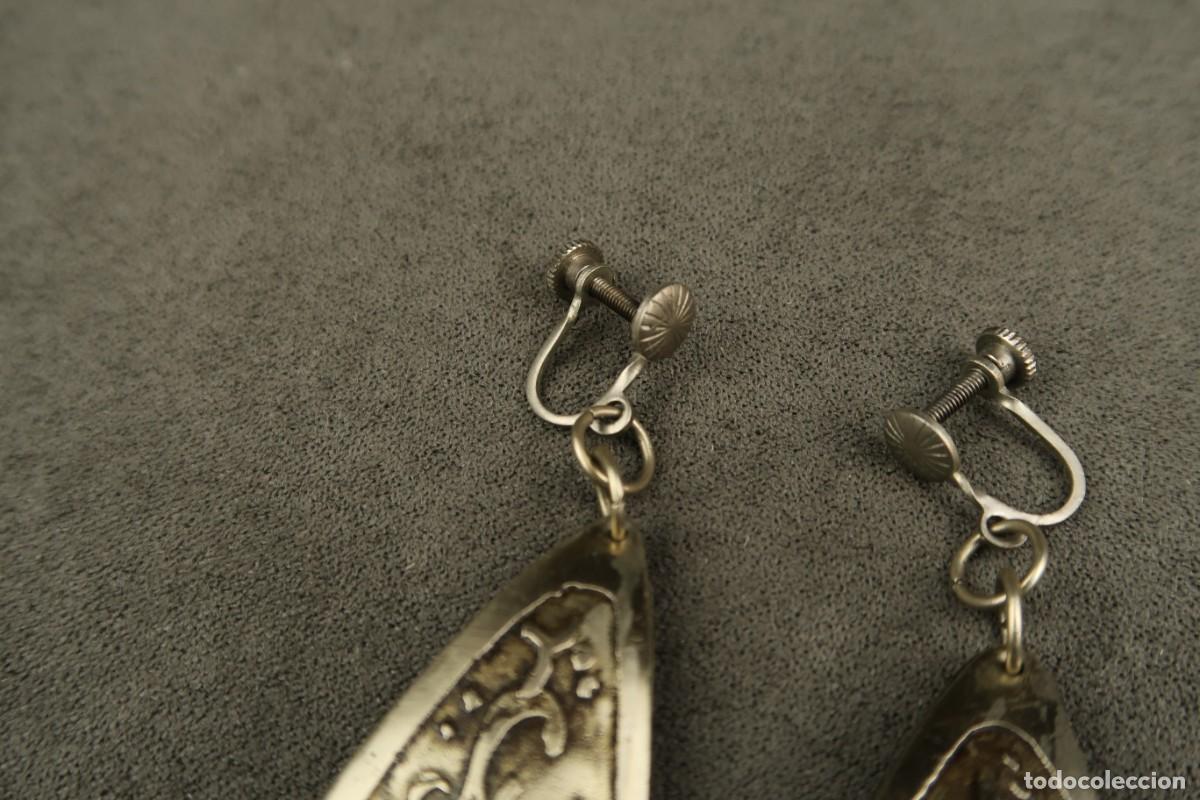 Joyeria: Antiguos Pendientes de Metal Plateado - Foto 4