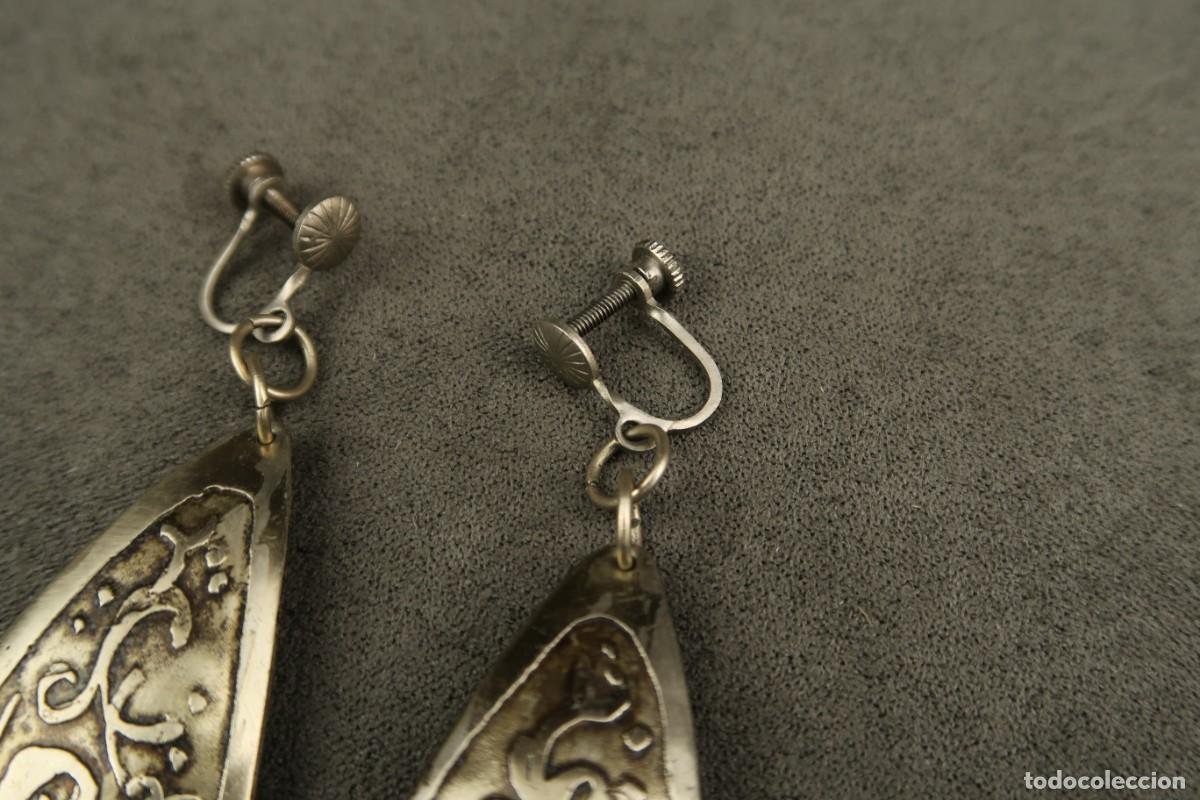 Joyeria: Antiguos Pendientes de Metal Plateado - Foto 5