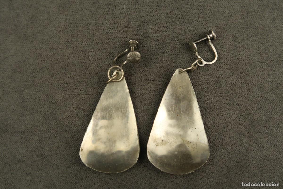 Joyeria: Antiguos Pendientes de Metal Plateado - Foto 8