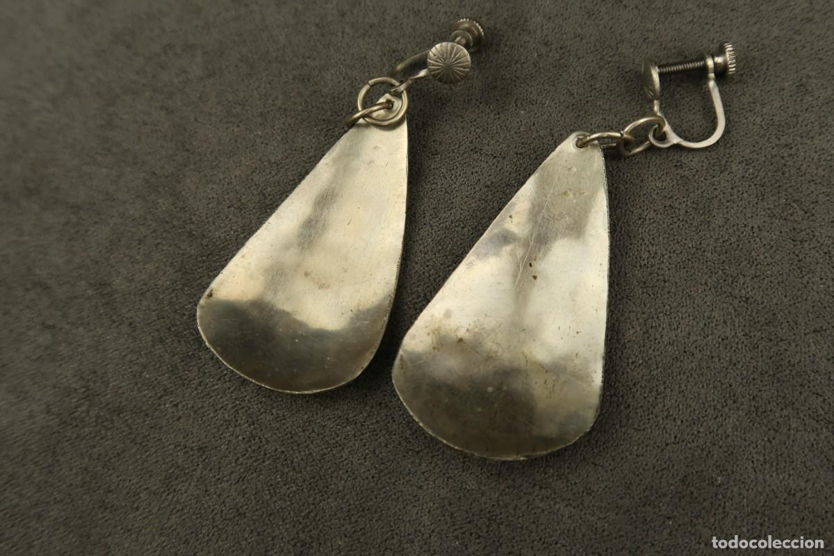 Joyeria: Antiguos Pendientes de Metal Plateado - Foto 9
