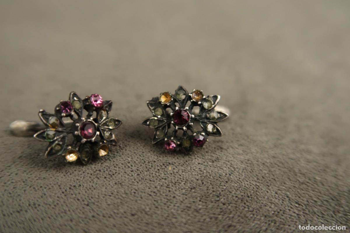 Joyeria: Antiguos Pendientes de Plata y Zafiros - Foto 4