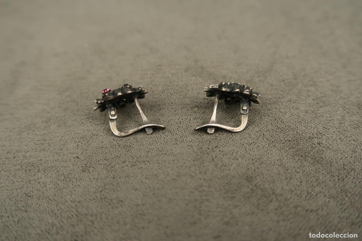 Joyeria: Antiguos Pendientes de Plata y Zafiros - Foto 5