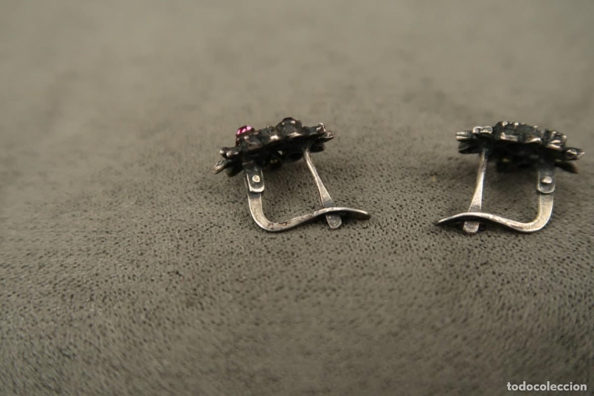 Joyeria: Antiguos Pendientes de Plata y Zafiros - Foto 6