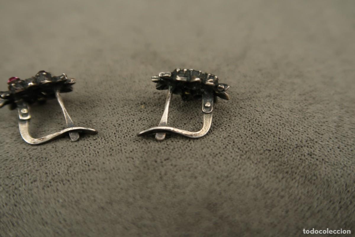 Joyeria: Antiguos Pendientes de Plata y Zafiros - Foto 7