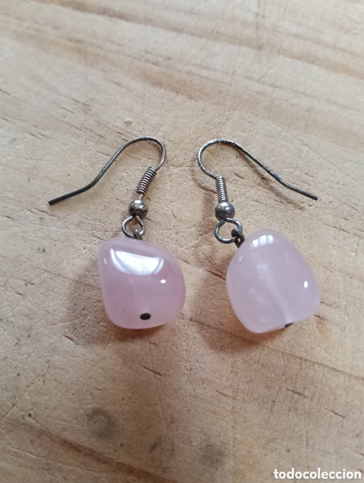 Joyeria: Antiguos pendientes de CUARZO ROSA - Foto 1