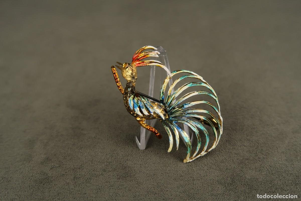 Joyeria: Antiguo Broche Gallo de Plata Dorada - Foto 1