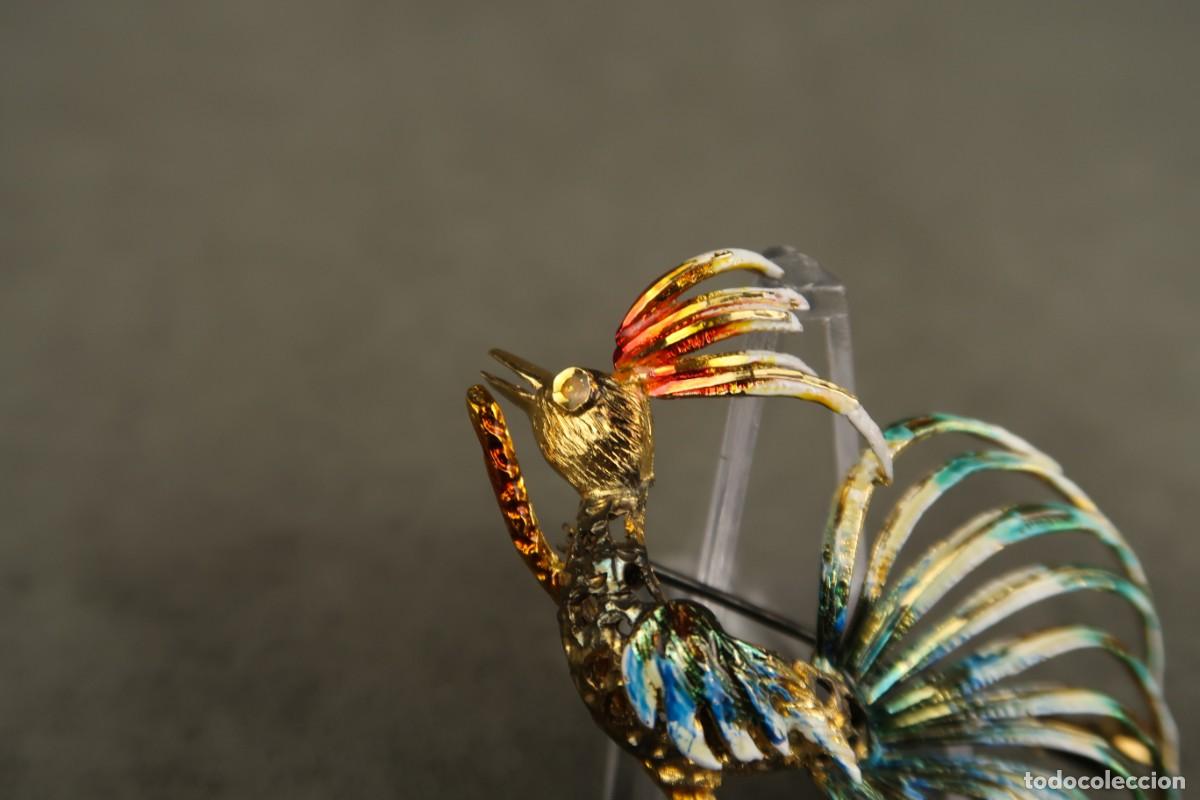 Joyeria: Antiguo Broche Gallo de Plata Dorada - Foto 5