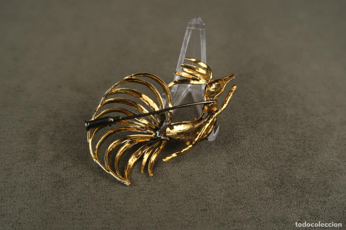 Joyeria: Antiguo Broche Gallo de Plata Dorada - Foto 6