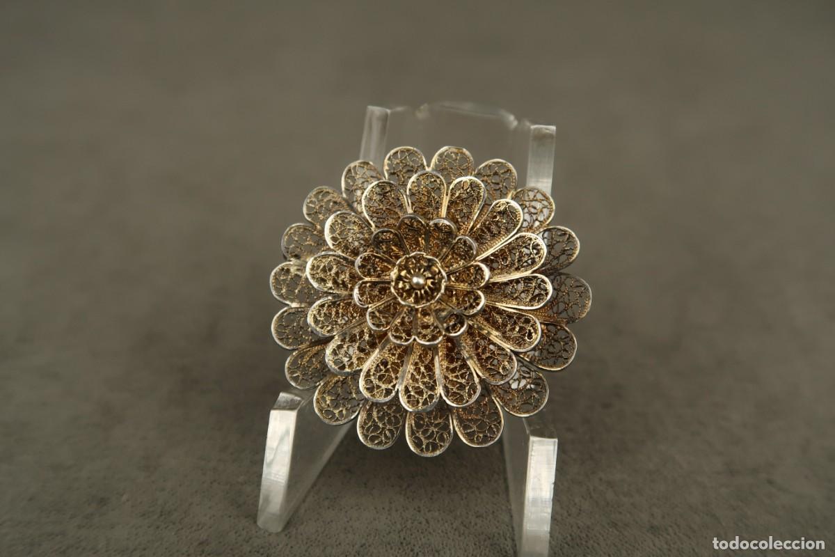 Joyeria: Antiguo Broche de Plata Filigrana Dorada - Foto 1