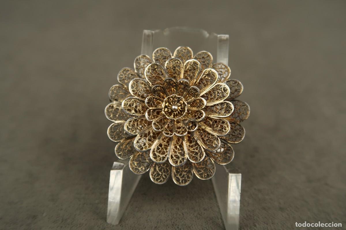 Joyeria: Antiguo Broche de Plata Filigrana Dorada - Foto 2