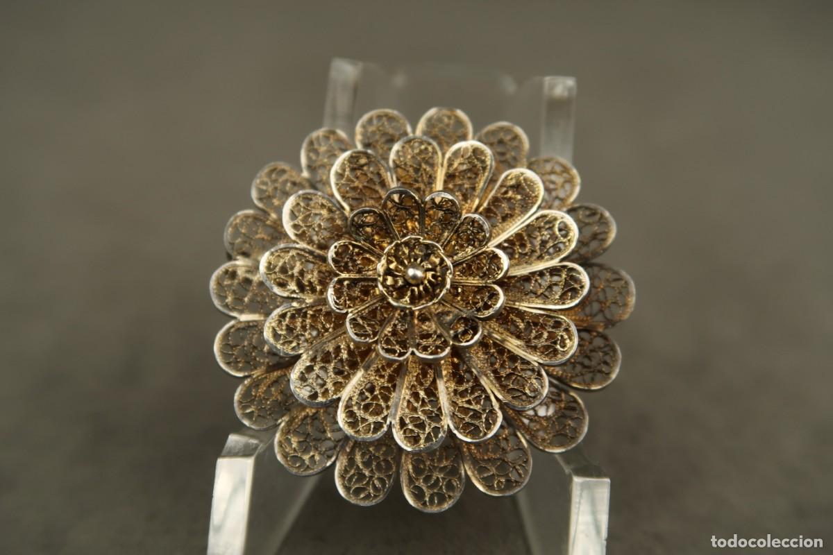 Joyeria: Antiguo Broche de Plata Filigrana Dorada - Foto 3