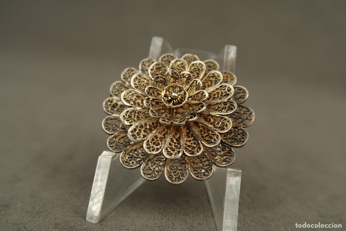 Joyeria: Antiguo Broche de Plata Filigrana Dorada - Foto 4