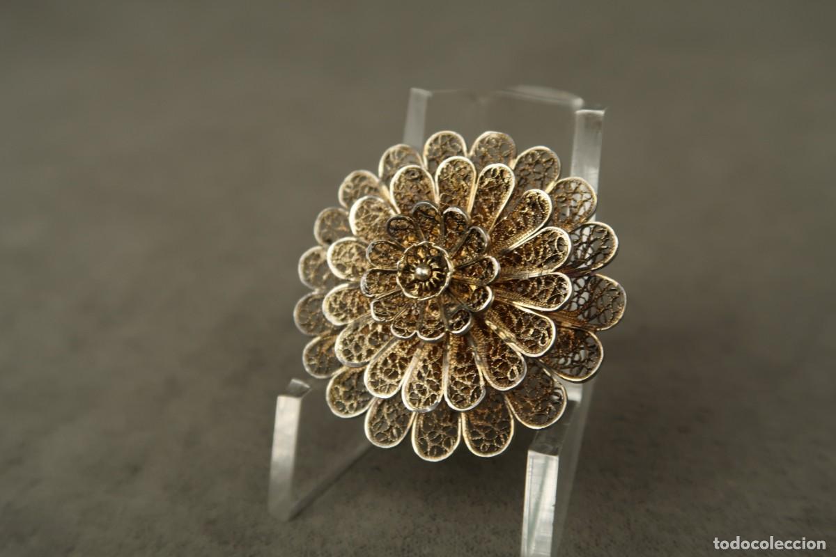 Joyeria: Antiguo Broche de Plata Filigrana Dorada - Foto 5