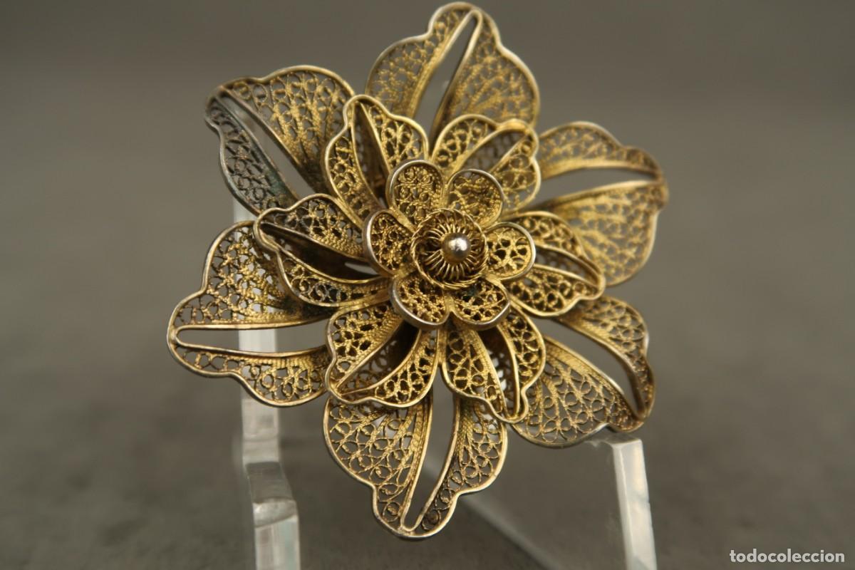 Joyeria: Antiguo Broche de Plata Filigrana Dorada - Foto 6