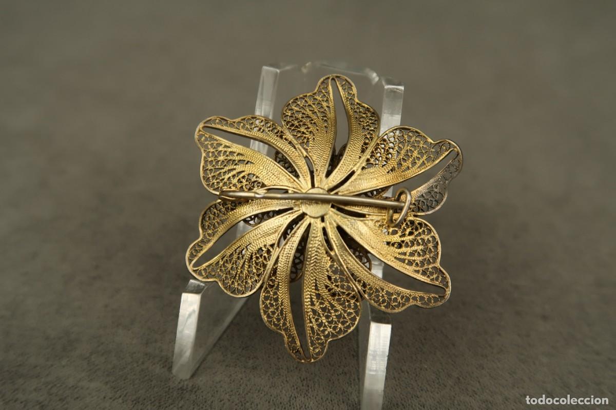 Joyeria: Antiguo Broche de Plata Filigrana Dorada - Foto 7