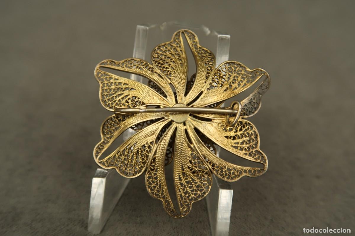 Joyeria: Antiguo Broche de Plata Filigrana Dorada - Foto 8