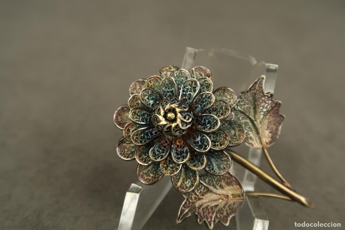 Joyeria: Antiguo Broche de Plata Filigrana Dorada - Foto 3