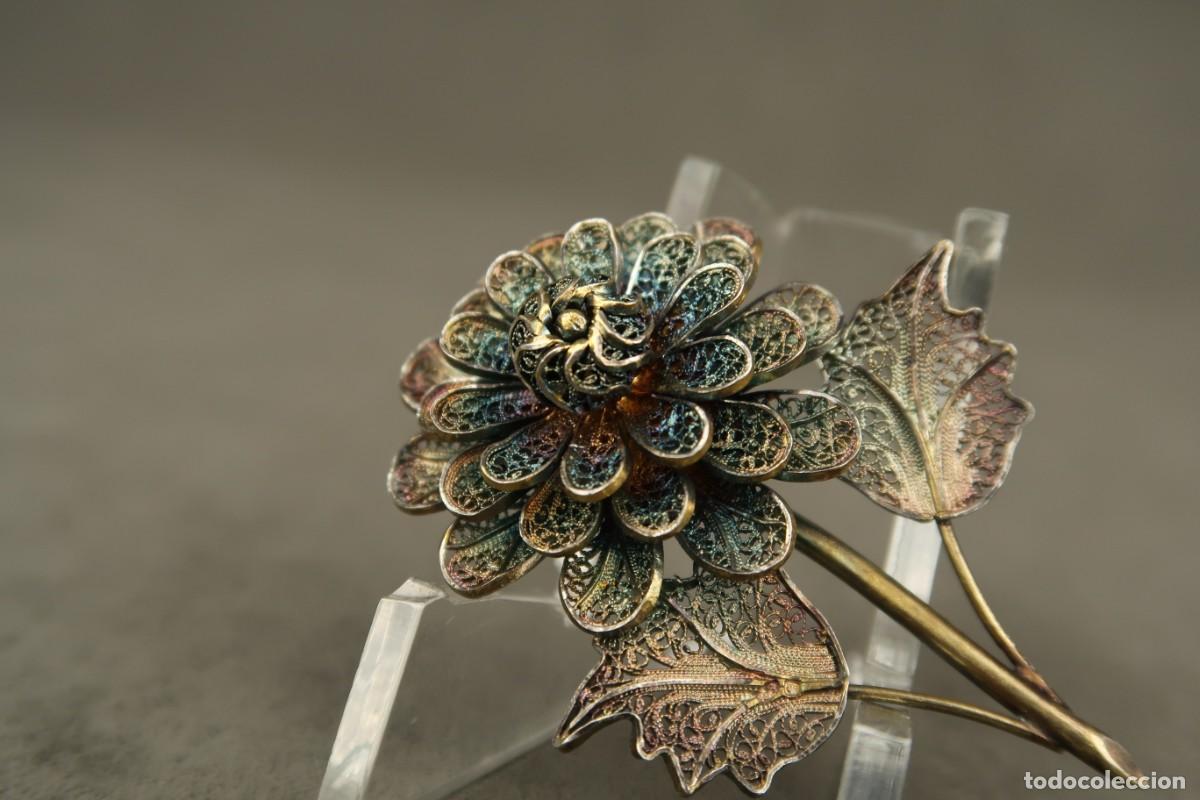 Joyeria: Antiguo Broche de Plata Filigrana Dorada - Foto 4