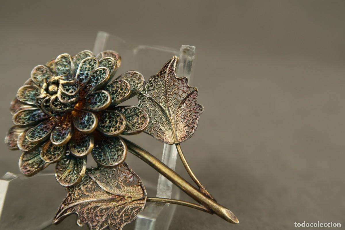 Joyeria: Antiguo Broche de Plata Filigrana Dorada - Foto 5