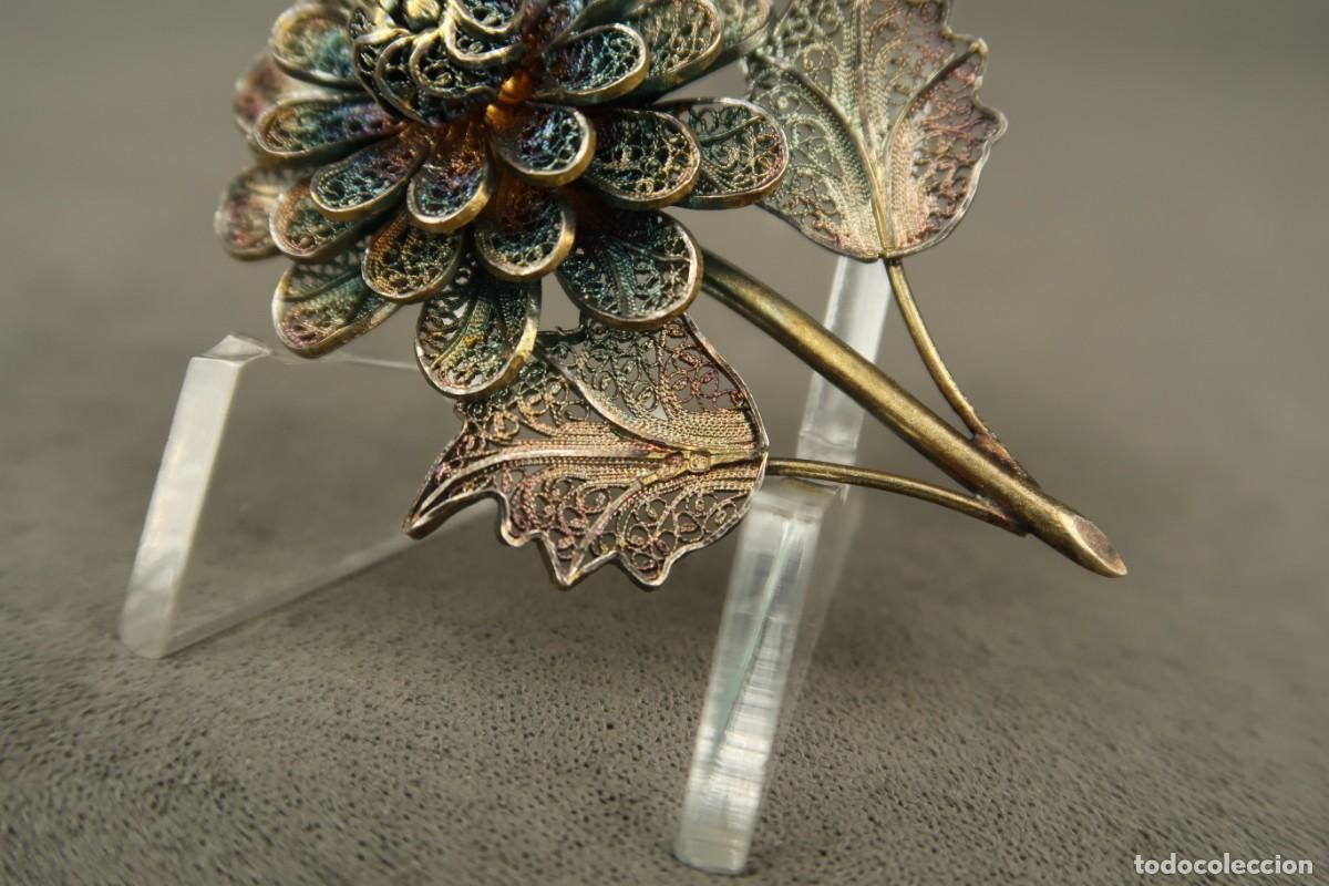 Joyeria: Antiguo Broche de Plata Filigrana Dorada - Foto 6