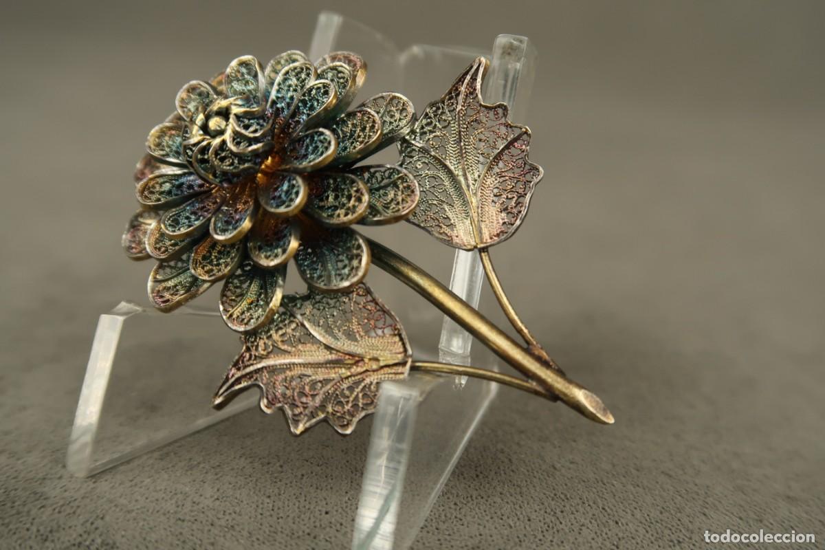 Joyeria: Antiguo Broche de Plata Filigrana Dorada - Foto 8
