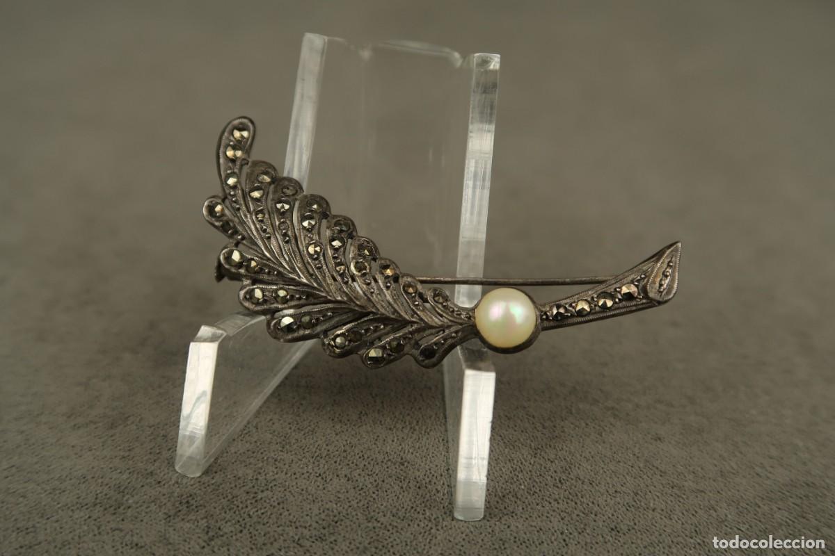 Joyeria: Antiguo Broche de Plata con Marcasitas - Foto 1