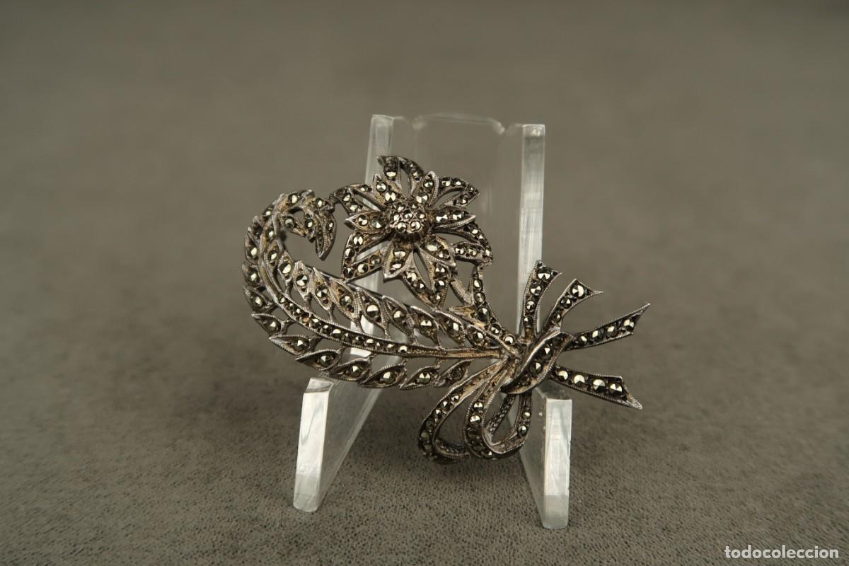 Joyeria: Antiguo Broche de Plata con Marcasitas - Foto 1