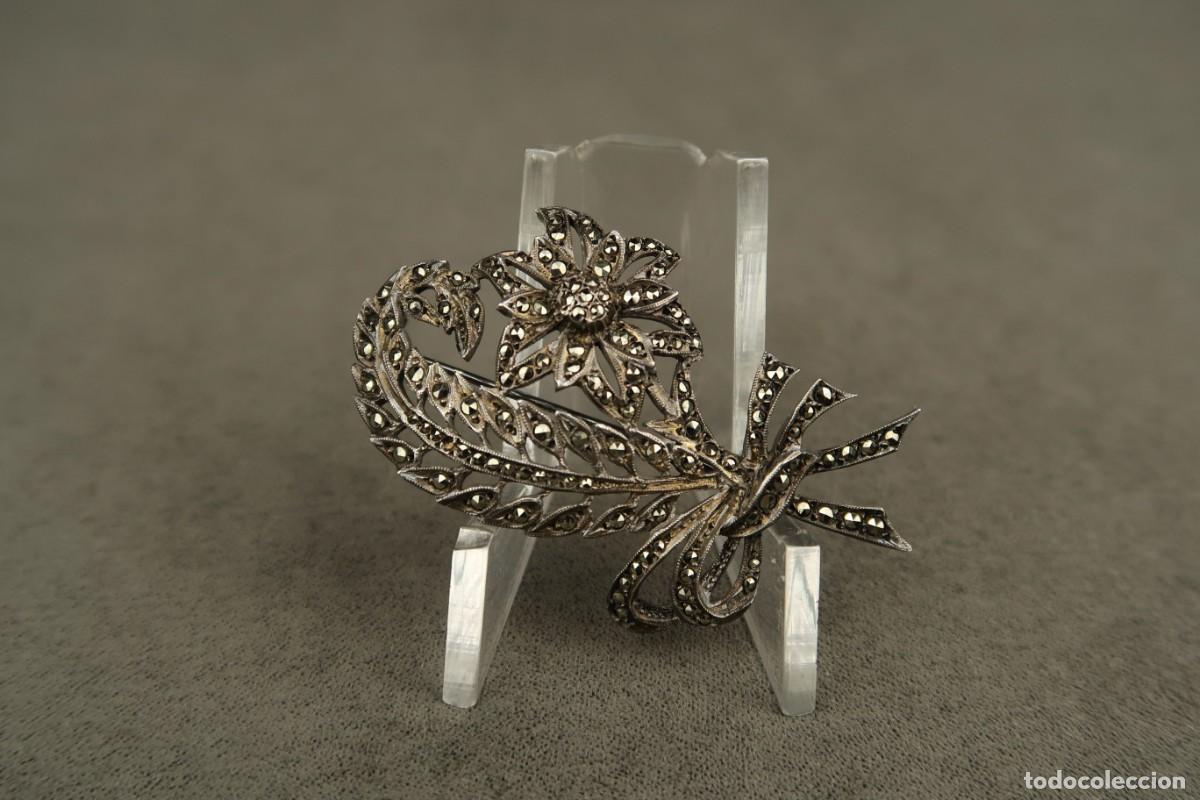 Joyeria: Antiguo Broche de Plata con Marcasitas - Foto 2