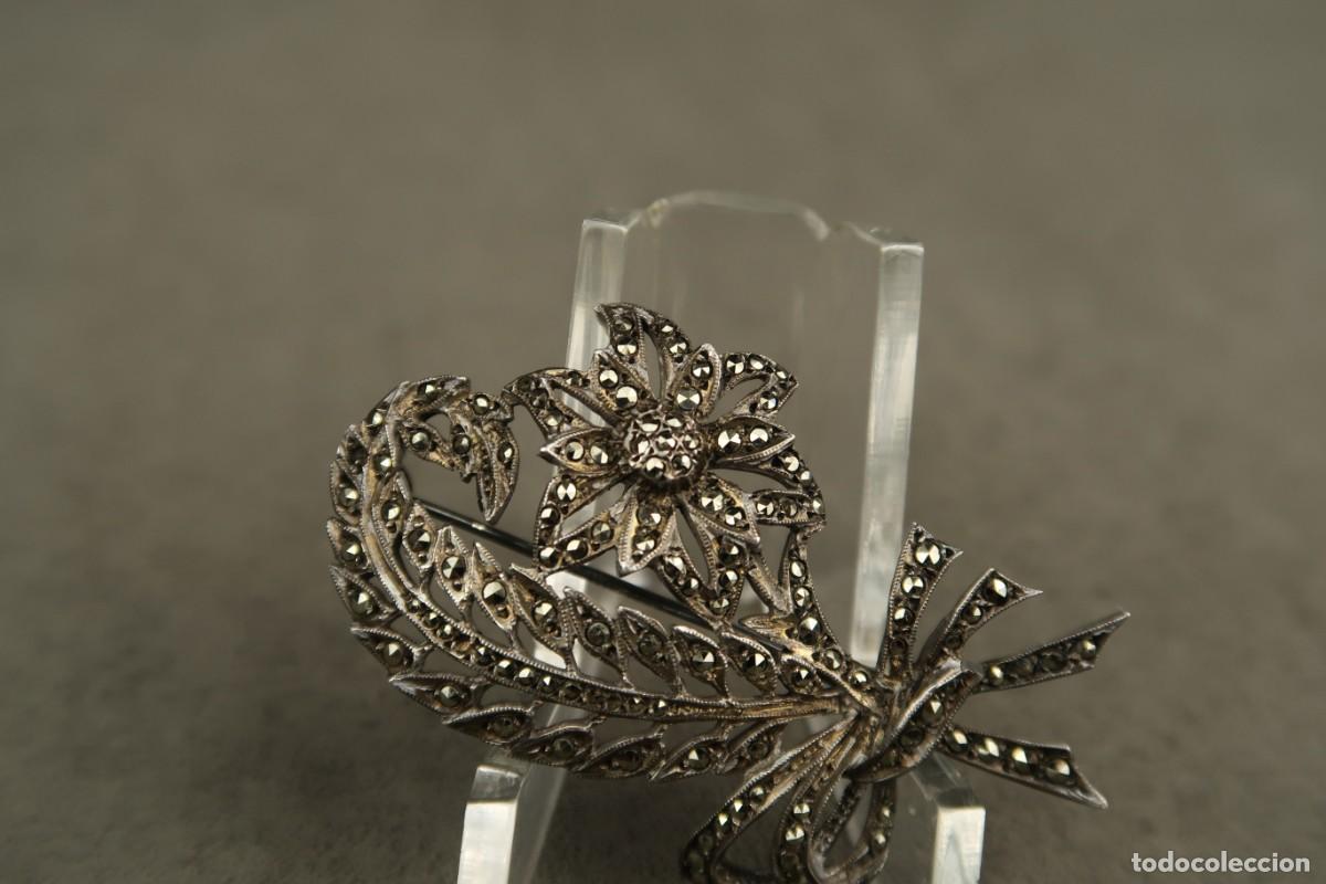 Joyeria: Antiguo Broche de Plata con Marcasitas - Foto 3