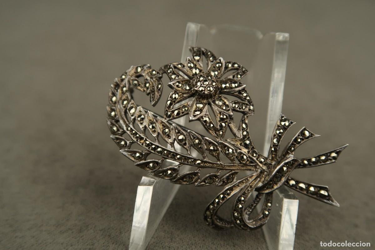 Joyeria: Antiguo Broche de Plata con Marcasitas - Foto 5