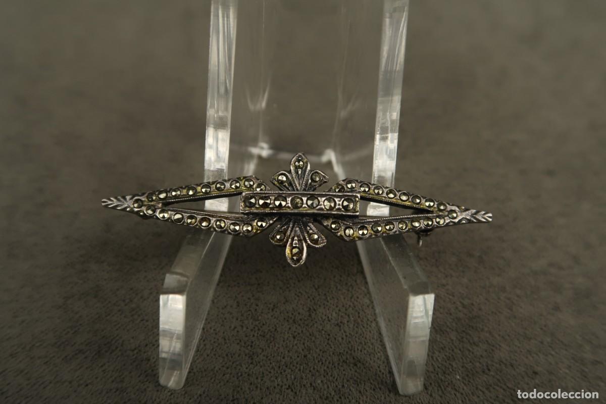 Joyeria: Antiguo Broche de Plata con Marcasitas - Foto 1