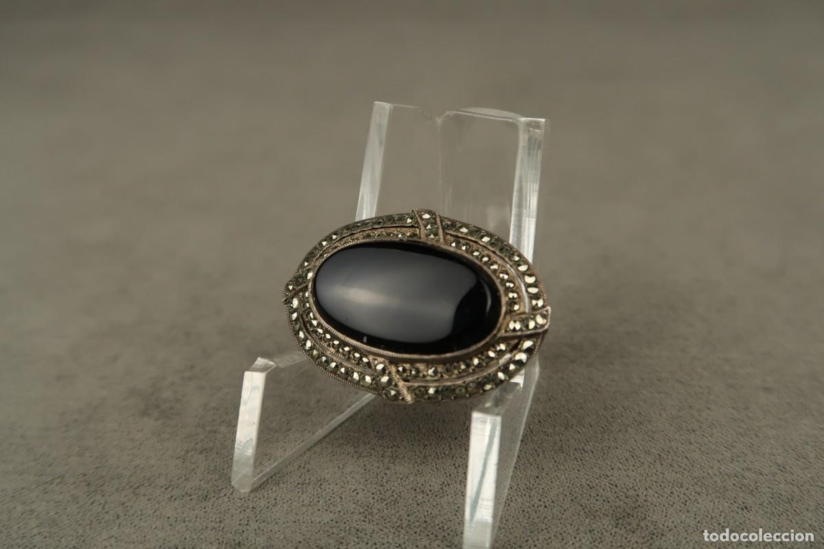 Joyeria: Antiguo Broche de Plata con Marcasitas y &Oacute;nix - Foto 4