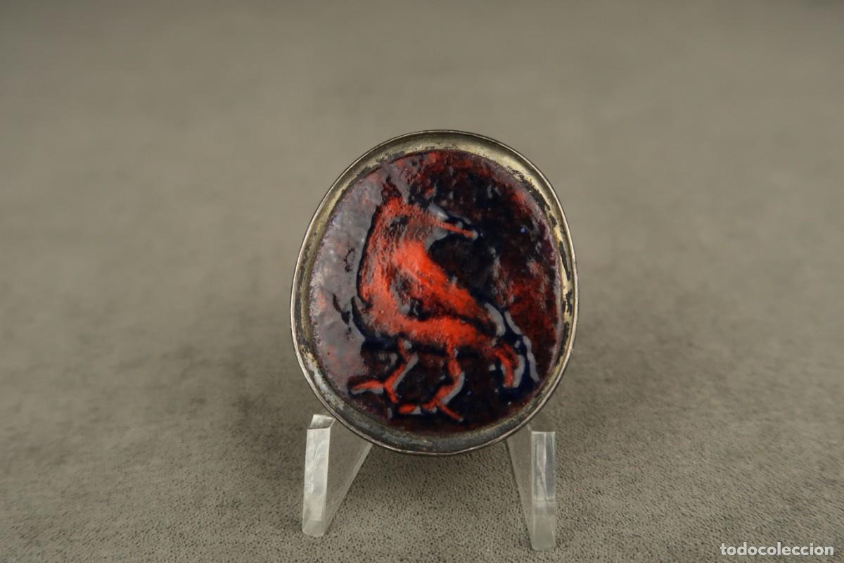 Joyeria: Antiguo Broche de Plata Pintado a Mano - Foto 2
