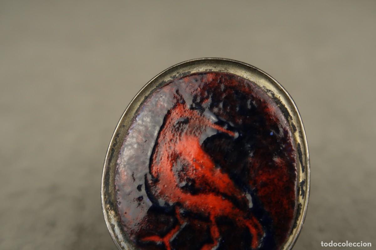 Joyeria: Antiguo Broche de Plata Pintado a Mano - Foto 3