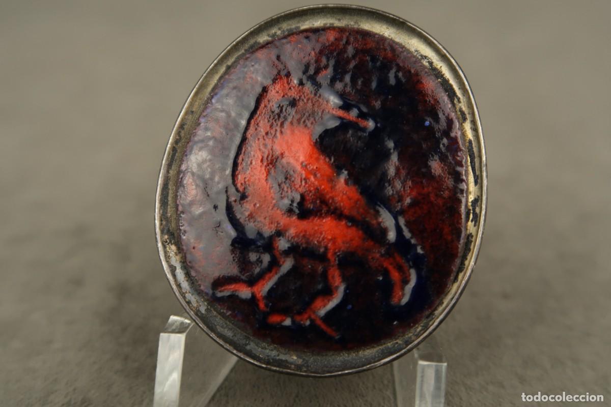 Joyeria: Antiguo Broche de Plata Pintado a Mano - Foto 4