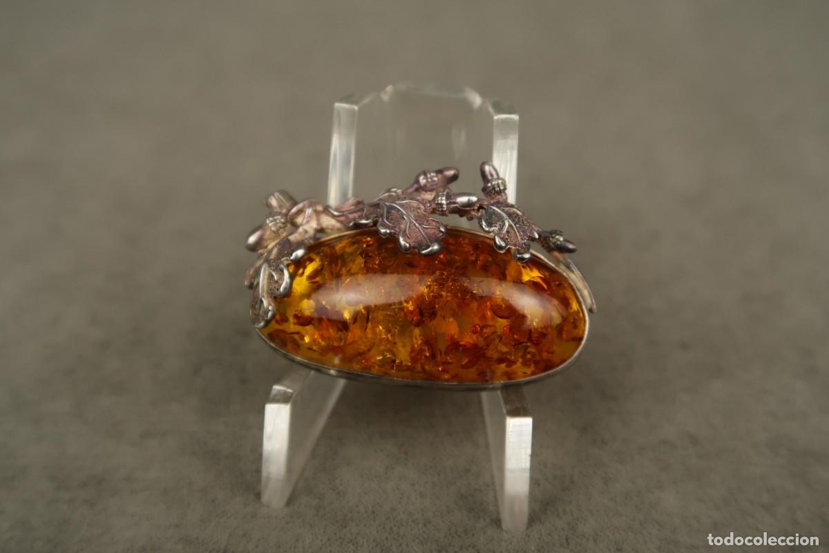Joyeria: Antiguo Broche de Plata y &Aacute;mbar - Foto 1