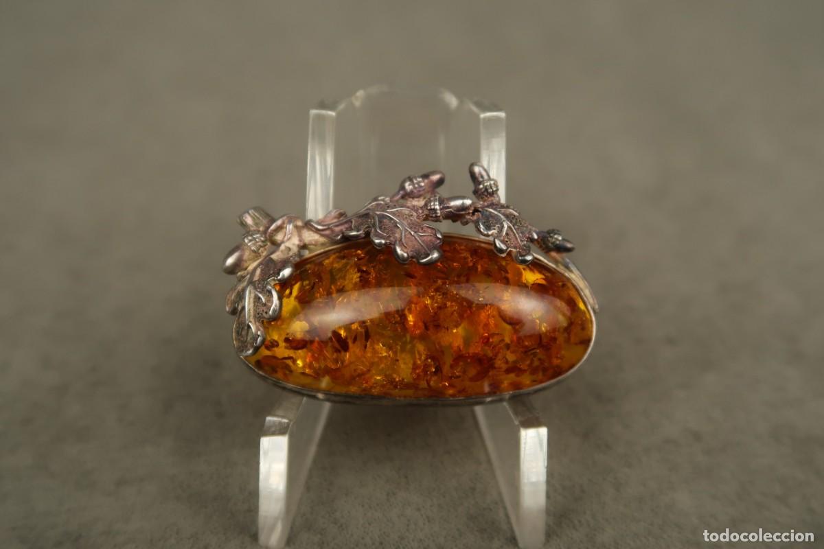 Joyeria: Antiguo Broche de Plata y &Aacute;mbar - Foto 2