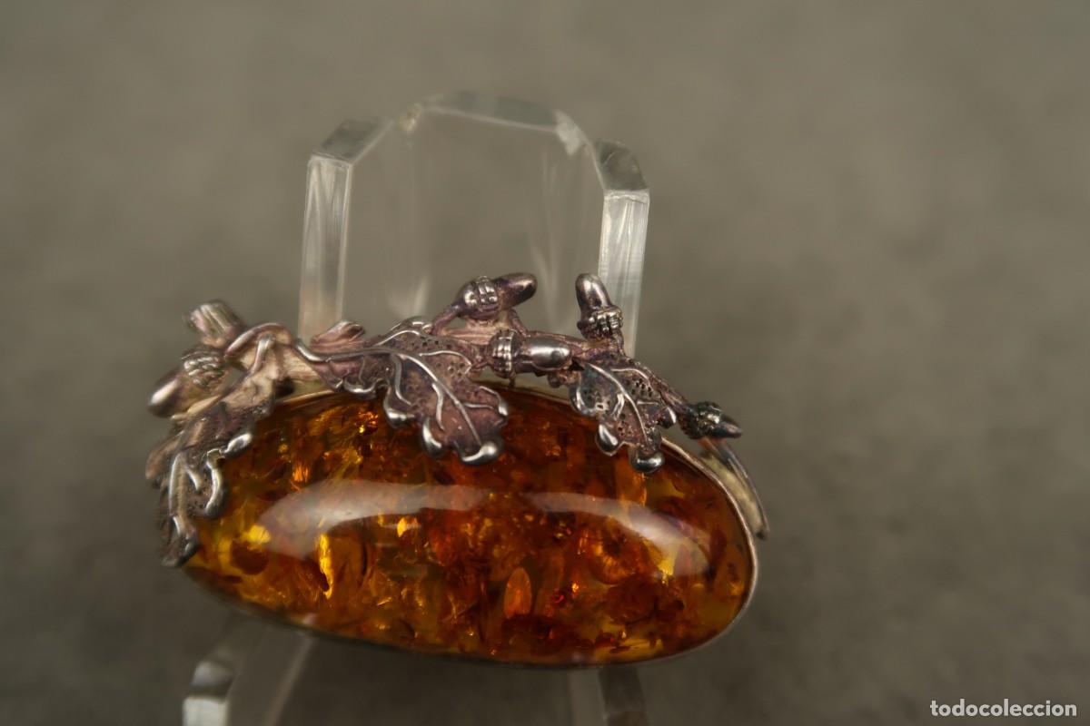 Joyeria: Antiguo Broche de Plata y &Aacute;mbar - Foto 3