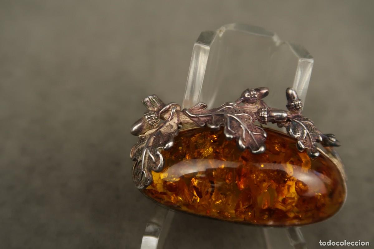 Joyeria: Antiguo Broche de Plata y &Aacute;mbar - Foto 4
