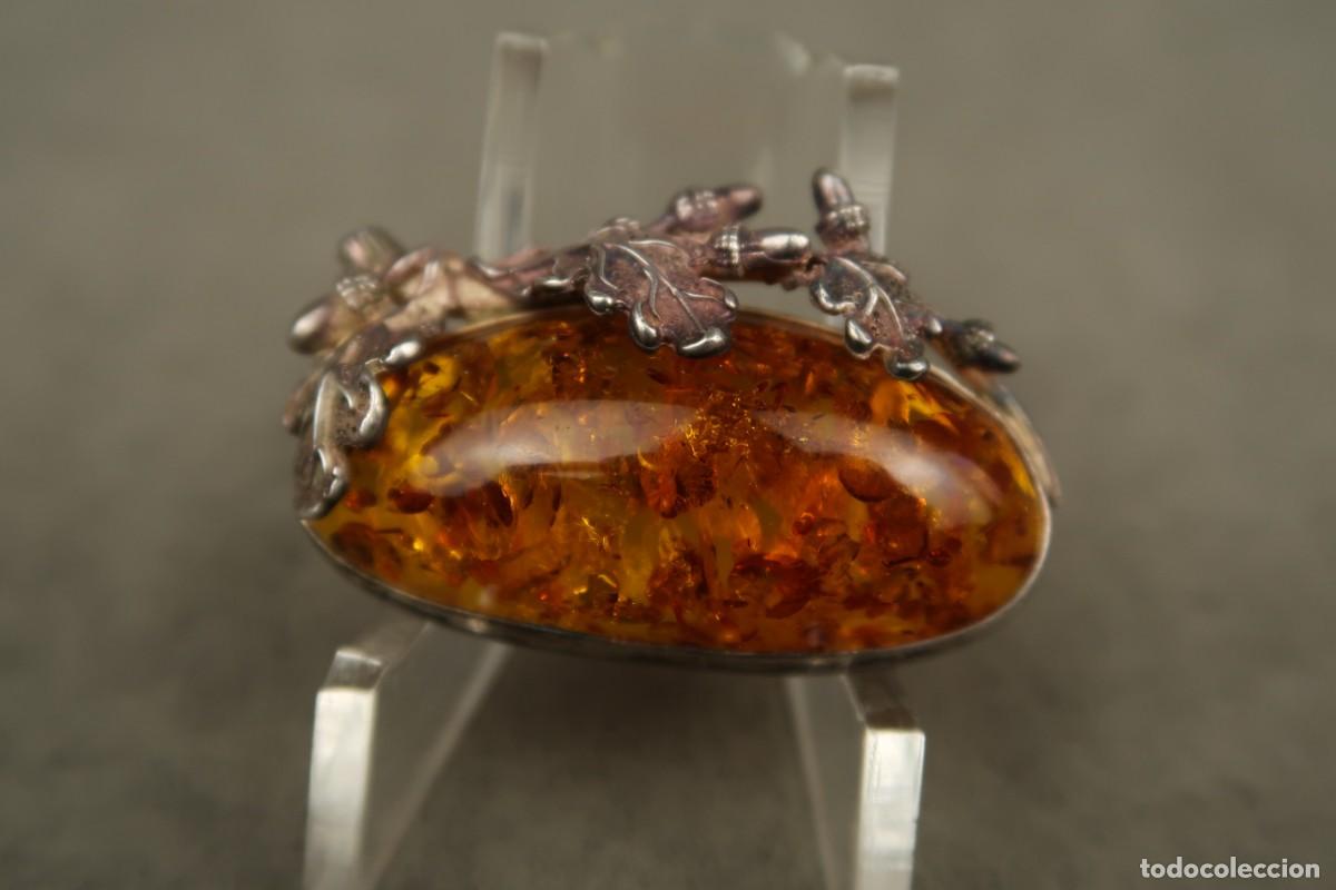 Joyeria: Antiguo Broche de Plata y &Aacute;mbar - Foto 5