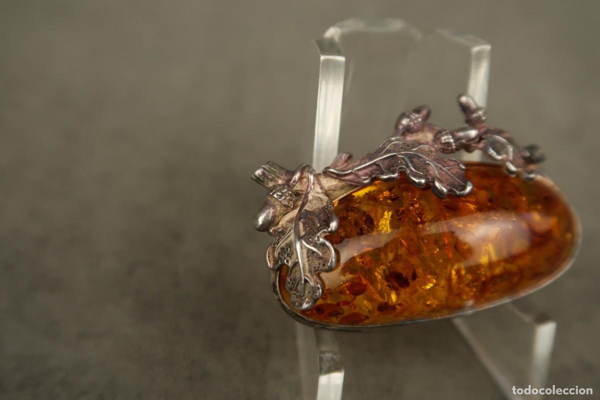 Joyeria: Antiguo Broche de Plata y &Aacute;mbar - Foto 8