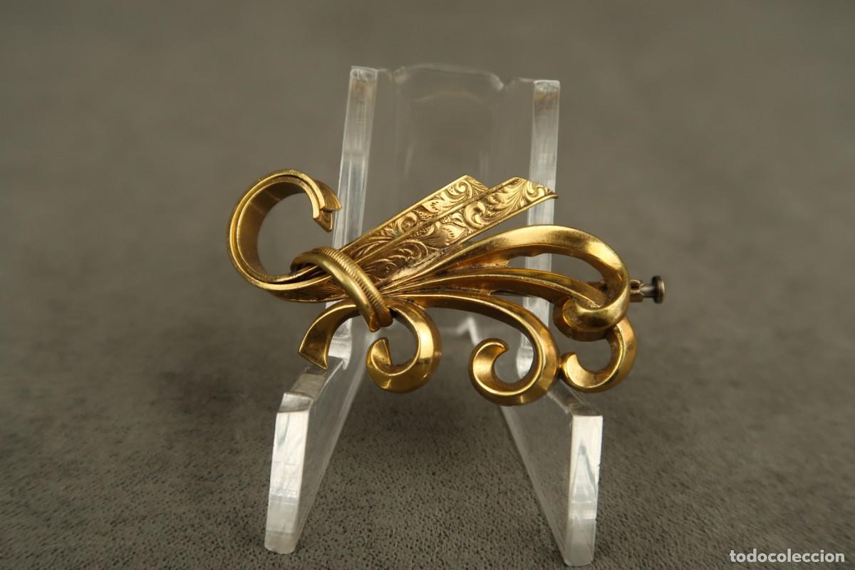 Joyeria: Antiguo Broche Metal Dorado - Foto 2