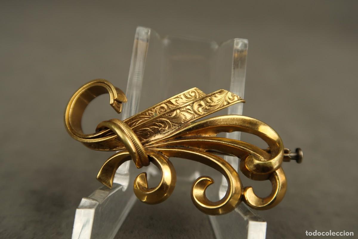 Joyeria: Antiguo Broche Metal Dorado - Foto 3