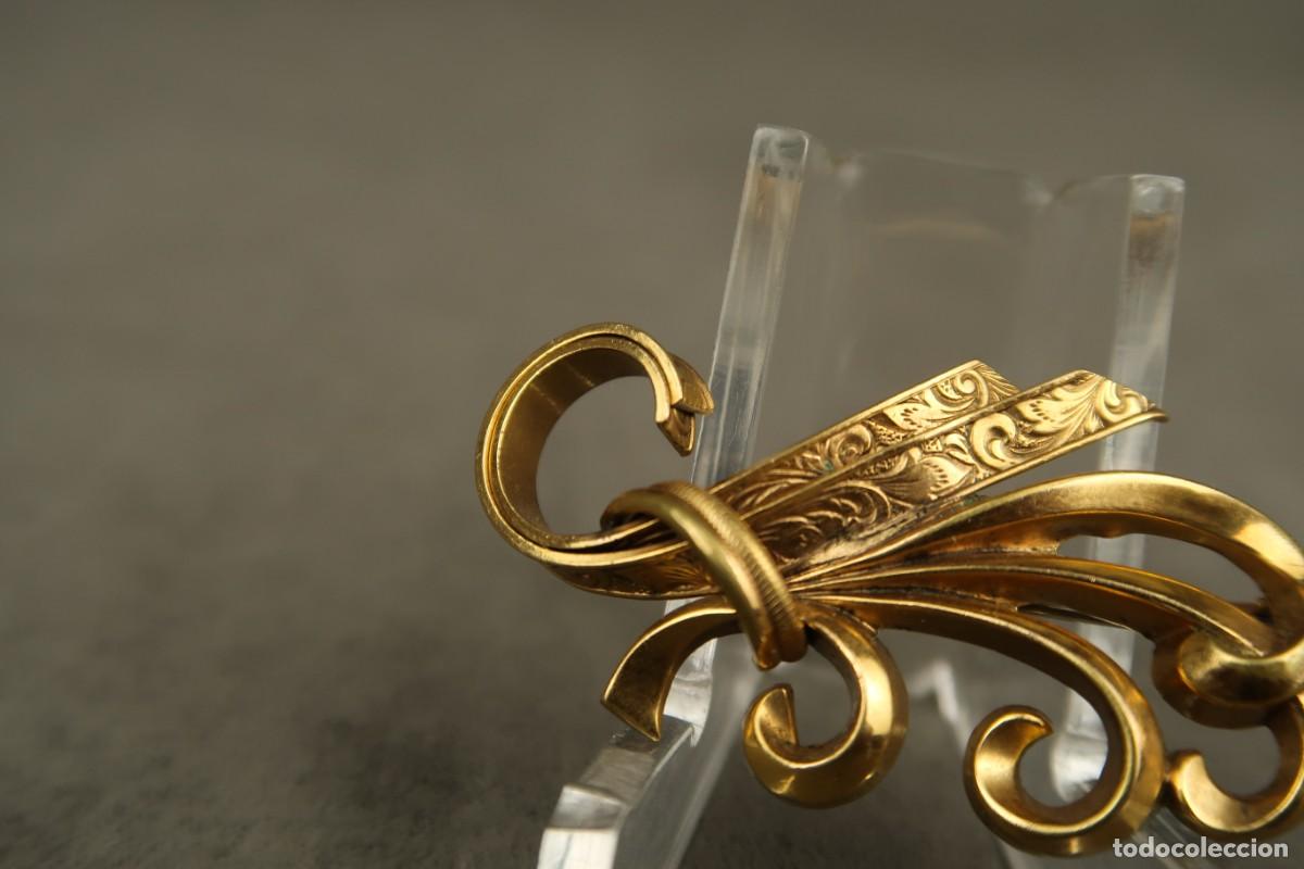 Joyeria: Antiguo Broche Metal Dorado - Foto 4