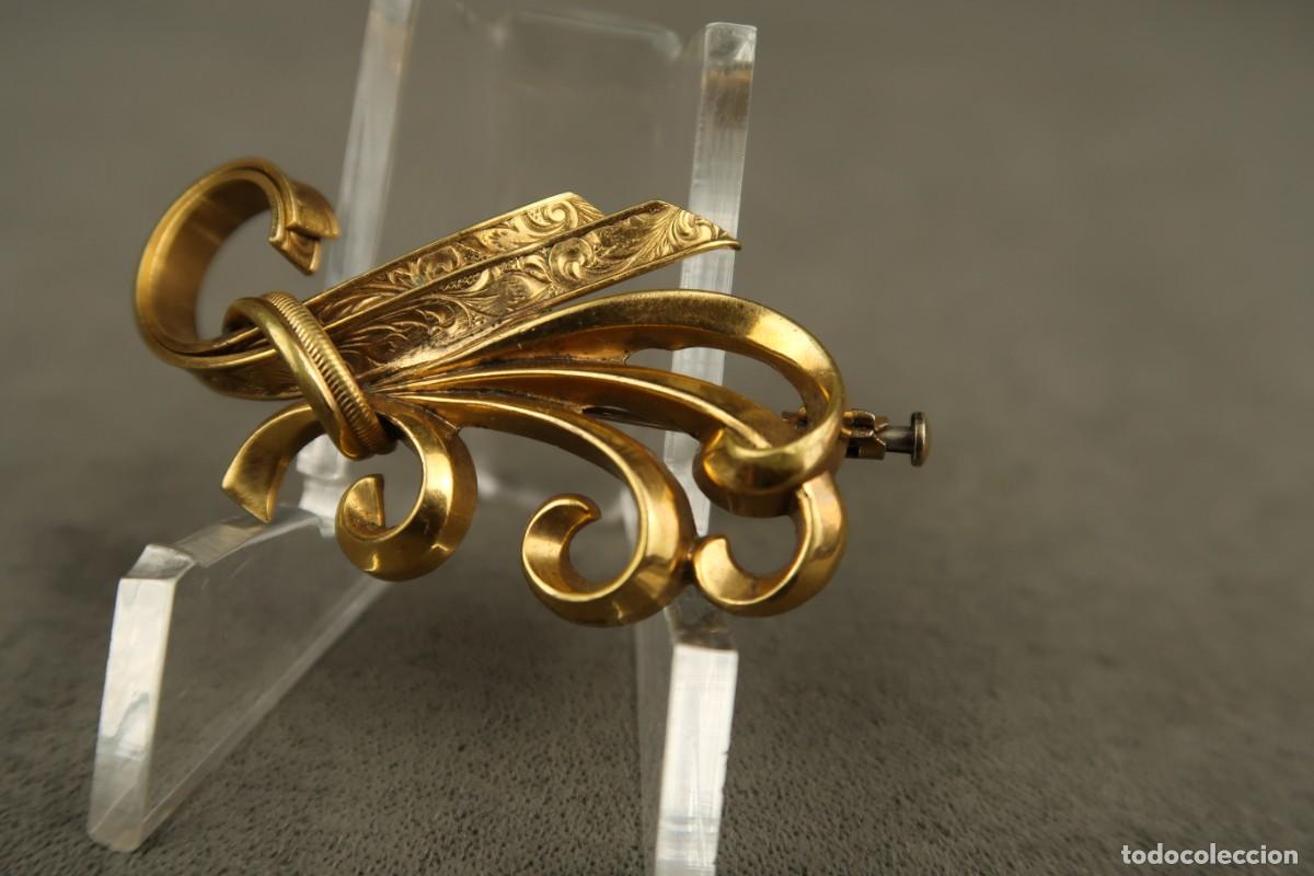 Joyeria: Antiguo Broche Metal Dorado - Foto 5