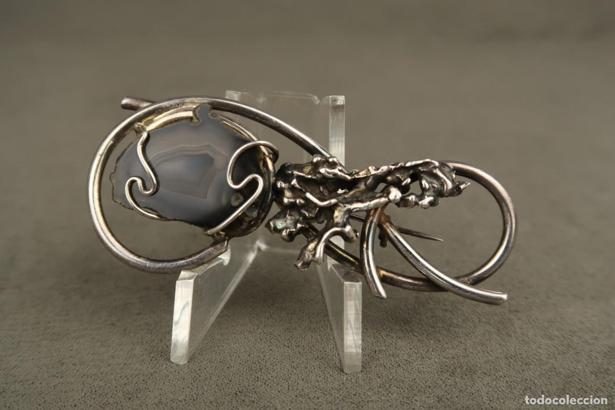 Joyeria: Antiguo Broche de Plata y &Aacute;gata - Foto 2