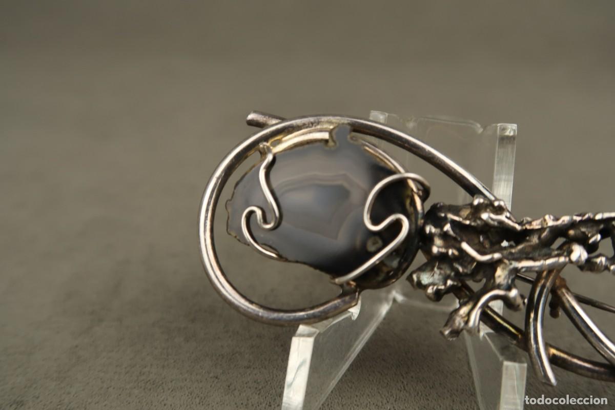 Joyeria: Antiguo Broche de Plata y &Aacute;gata - Foto 3