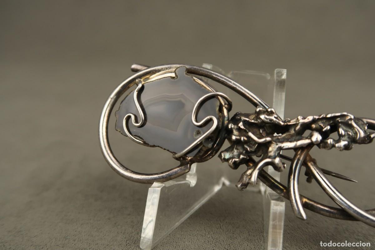 Joyeria: Antiguo Broche de Plata y &Aacute;gata - Foto 4