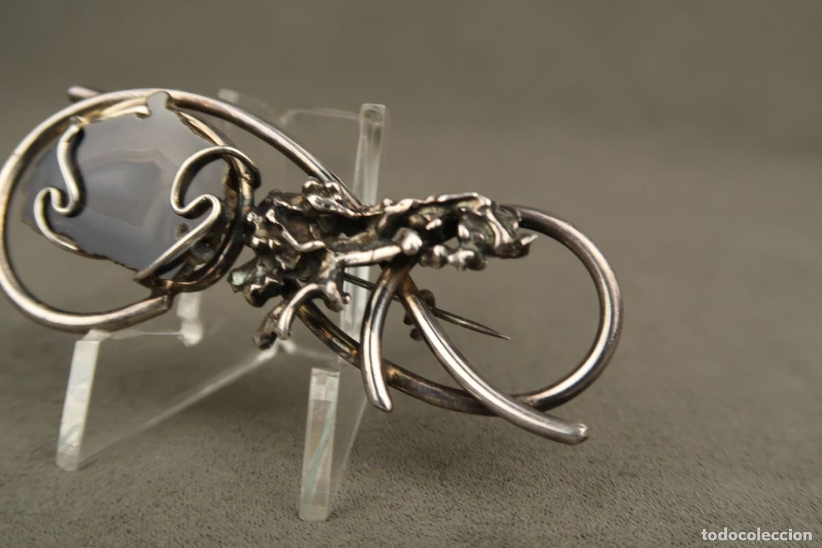 Joyeria: Antiguo Broche de Plata y &Aacute;gata - Foto 5
